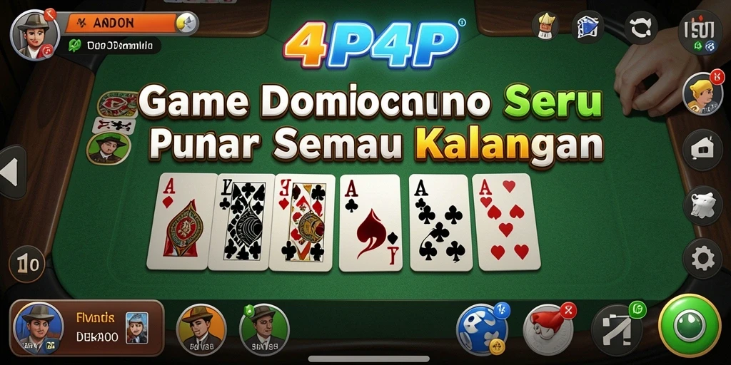 Tampilan gameplay seru di aplikasi 4P4P dengan Domino.