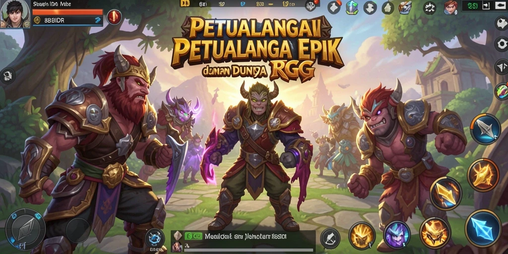 Screenshot gameplay RPG 888IDR menunjukkan eksplorasi dan pertarungan seru.