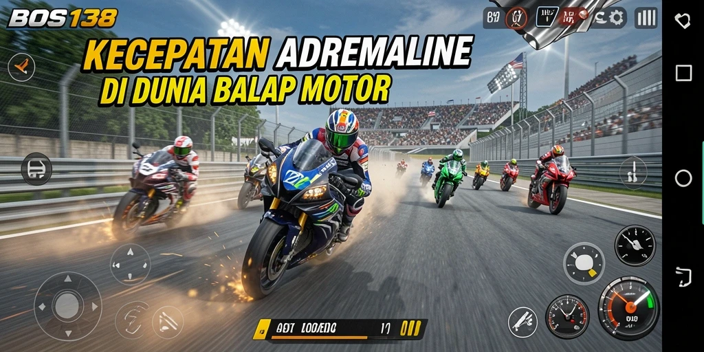 Gameplay seru dari BOS138 saat balapan motor di lintasan cepat.