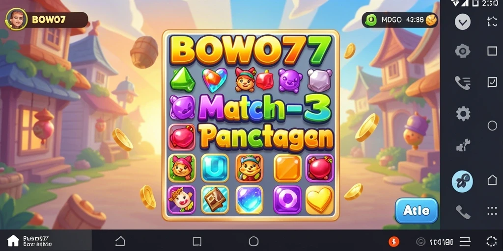 Screenshot gameplay BOWO77 menampilkan momen mencocokkan buah yang penuh warna.