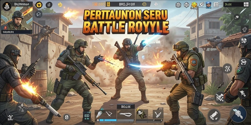 Tampilan gameplay seru BROJP dalam pertempuran Battle Royale.