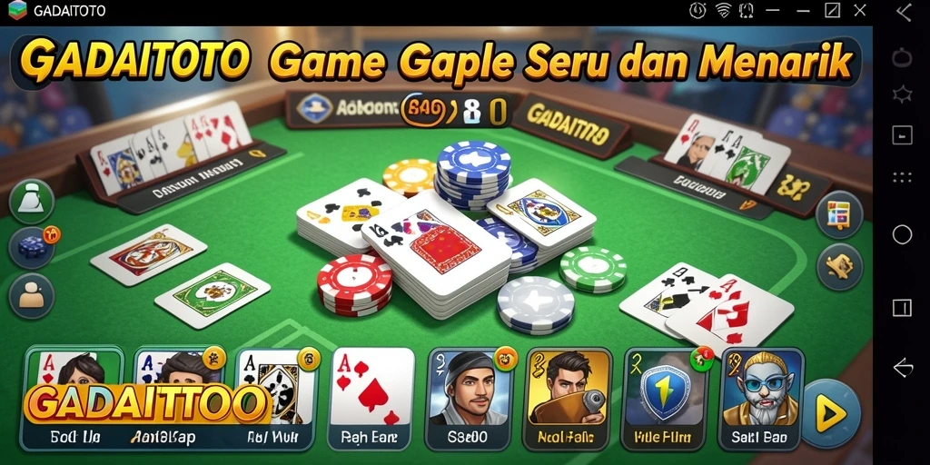 Screenshot gameplay GADAITOTO dengan tampilan kartu Gaple yang menarik.