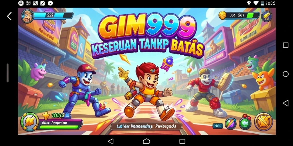 Screenshot gameplay GIM999 menampilkan aksi seru dan penuh warna.