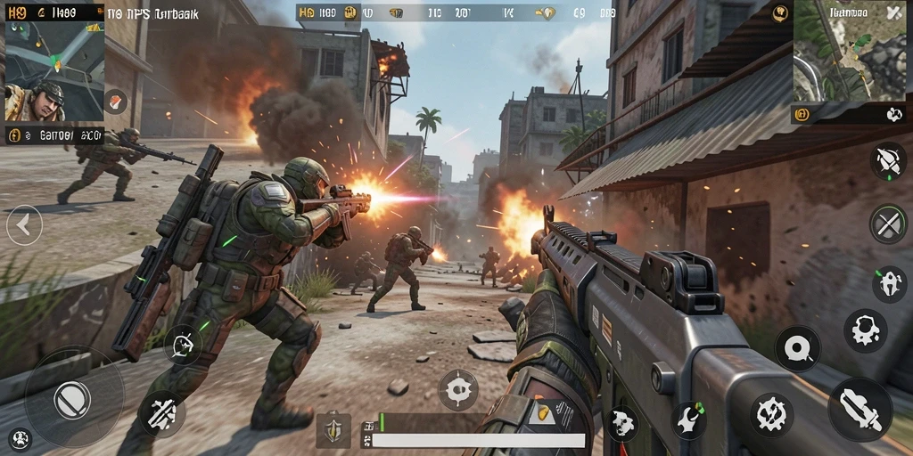 Screenshot gameplay H89 menunjukkan aksi tembak-menembak yang intens.