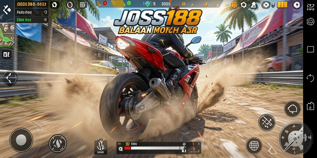 Tampilan gameplay JOSS188 yang mendebarkan dan penuh aksi balapan motor.