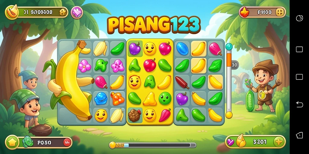 Screenshot utama PISANG123 menampilkan gameplay seru permainan Match-3.