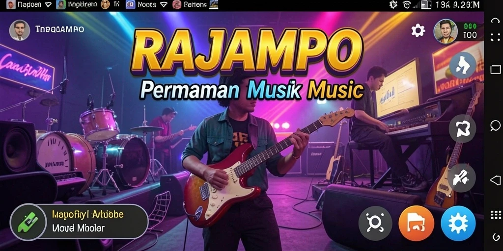 Screenshot utama RAJAMPO menampilkan serunya bermain musik.