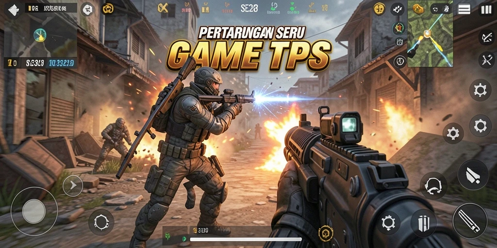 Tangkapan layar SE328 menampilkan aksi intens dalam gameplay TPS.