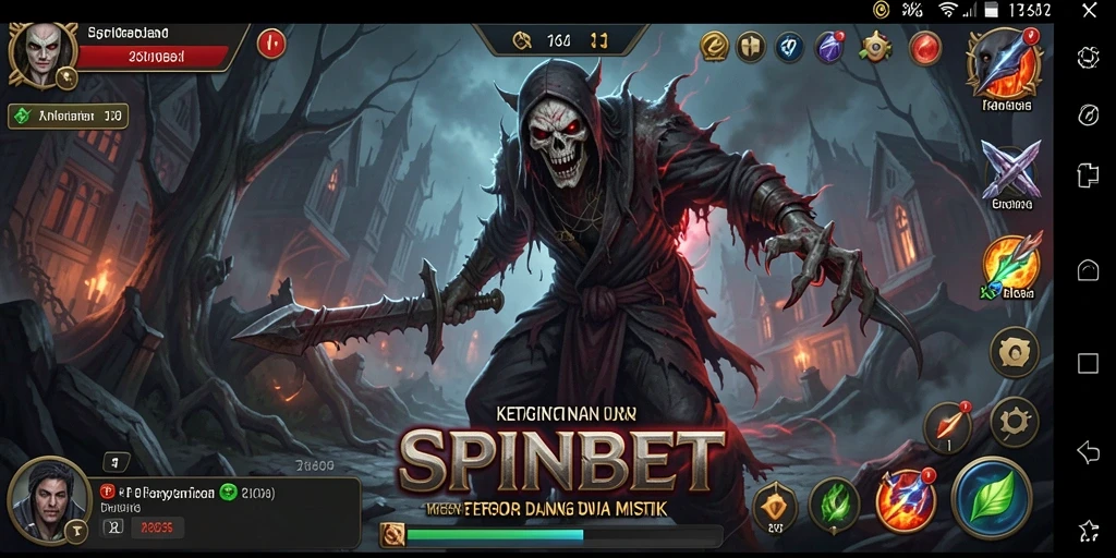 Screenshot gameplay SPINBET menampilkan suasana menyeramkan dan penuh ketegangan.