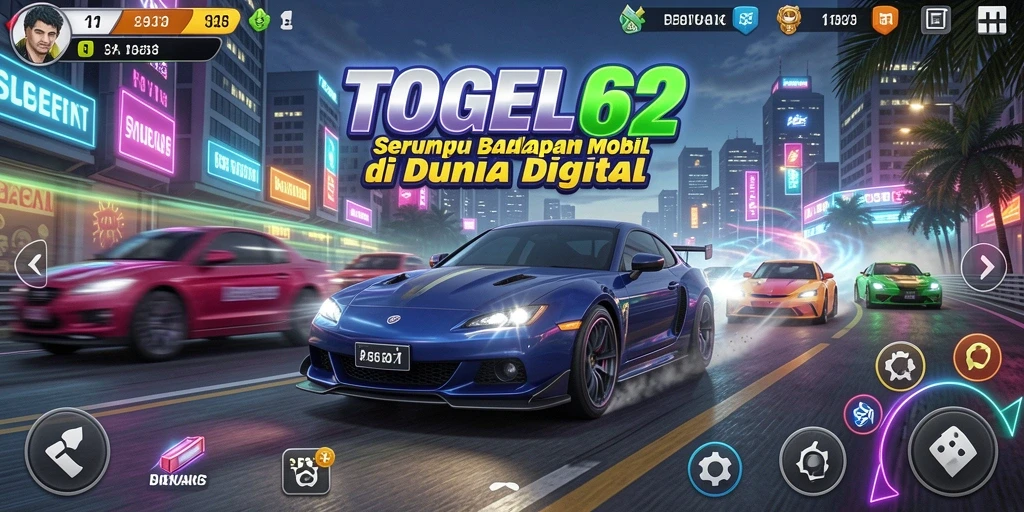 Tampilan gameplay menarik balapan mobil di TOGEL62.