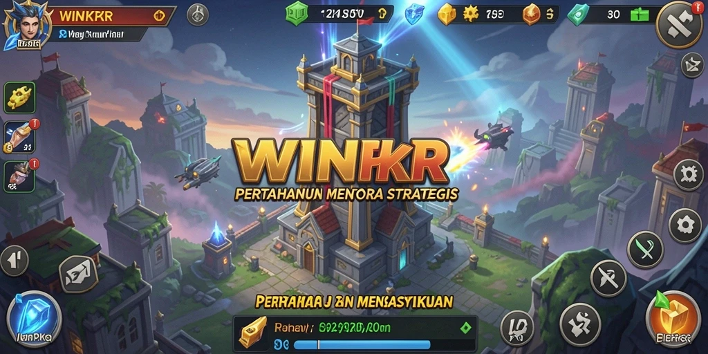 Screenshot permainan WINPKR menampilkan aksi seru dalam Tower Defense.